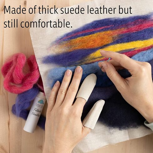 واقيات الأصابع الجلدية للتلبيد بالإبرة | جلد سويدي أصلي سميك | حماية الأصابع للصياغة | مقاس واحد يناسب معظم البالغين | كشتبان للتطريز | مهود DIY والخياطة in Kuwait