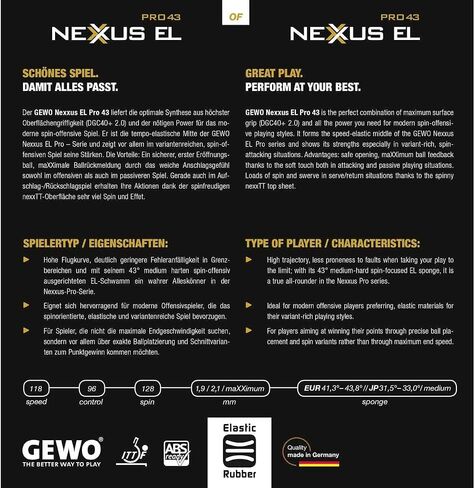 GEWO Nexxus Pro 43 EL - Offensive Table Tennis Rubber in Saudi Arabia