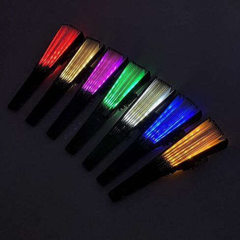 Rave Fan Chinese LED Folding Fan LED Glowing Colorful Light Up Fan with Remote Control, Stage Performance Dance Fans Festival Fan for Birthday Party Event Dance Night Bar Club Photo Props (Black) in Kuwait