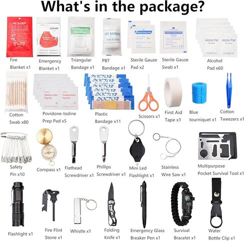 180 + قطعة مجموعة الحبال الإسعافات الأولية أساسيات الطوارئ والعتاد لوازم للسيارة التنزه التخييم المنزل هدايا عيد ميلاد للرجال in Kuwait