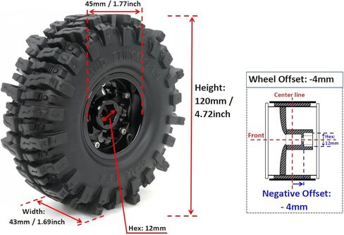 HOBBYSOUL 1.9 Beadlock Wheels Black Rims & Soft Sticky 1.9 Mud Slingers Tires 120mm for 1/10 Rock Crawler Axial SCX10 Capra Traxxas TRX4 Redcat Gen8, (4-Pack, Assembled) in Saudi Arabia