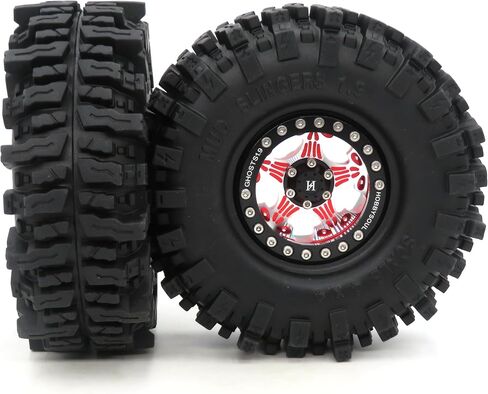 HOBBYSOUL 1.9 Beadlock Wheels Black Rims & Soft Sticky 1.9 Mud Slingers Tires 120mm for 1/10 Rock Crawler Axial SCX10 Capra Traxxas TRX4 Redcat Gen8, (4-Pack, Assembled) in Saudi Arabia