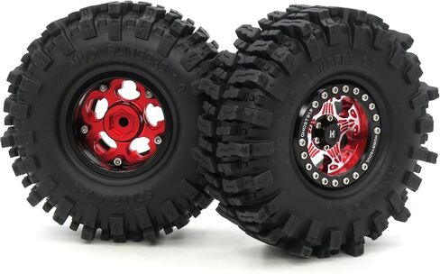 HOBBYSOUL 1.9 Beadlock Wheels Black Rims & Soft Sticky 1.9 Mud Slingers Tires 120mm for 1/10 Rock Crawler Axial SCX10 Capra Traxxas TRX4 Redcat Gen8, (4-Pack, Assembled) in Saudi Arabia