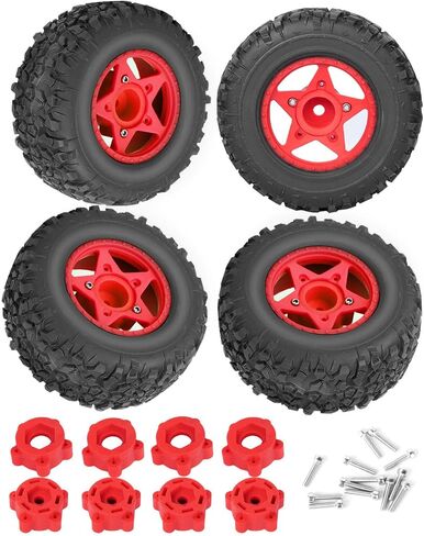 Rc Truck Tires 12mm/14mm/17mm Hex RC Wheels Tires for 1/10 Slash 4×4 2WD,Arrma Senton,Axial Redcat Rc4wd,w/RC Wheels Hex Detachable Replace Running on Off-Road Tire,Black in Saudi Arabia