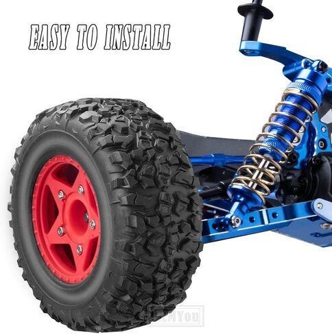 Rc Truck Tires 12mm/14mm/17mm Hex RC Wheels Tires for 1/10 Slash 4×4 2WD,Arrma Senton,Axial Redcat Rc4wd,w/RC Wheels Hex Detachable Replace Running on Off-Road Tire,Black in Saudi Arabia