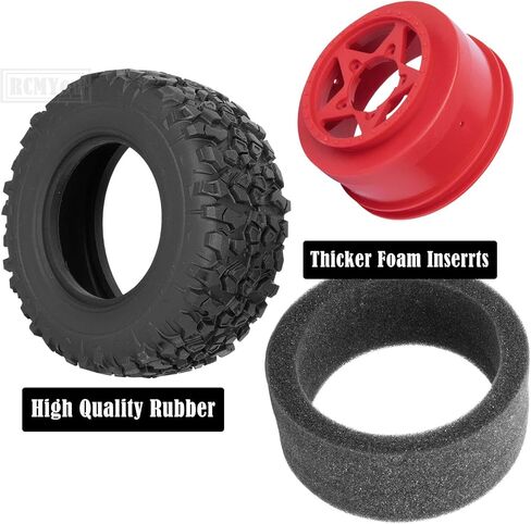 Rc Truck Tires 12mm/14mm/17mm Hex RC Wheels Tires for 1/10 Slash 4×4 2WD,Arrma Senton,Axial Redcat Rc4wd,w/RC Wheels Hex Detachable Replace Running on Off-Road Tire,Black in Saudi Arabia