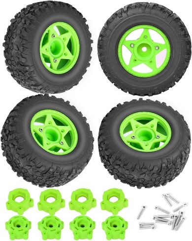 Rc Truck Tires 12mm/14mm/17mm Hex RC Wheels Tires for 1/10 Slash 4×4 2WD,Arrma Senton,Axial Redcat Rc4wd,w/RC Wheels Hex Detachable Replace Running on Off-Road Tire,Black in Saudi Arabia