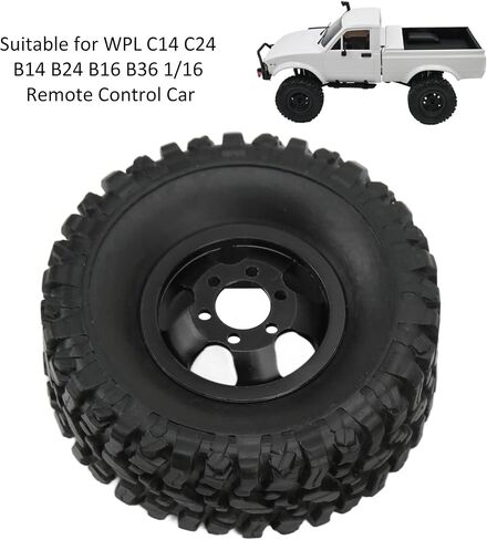 عجلات وإطارات TREETDOBV RC، محور عجلات مطاطي 4WD من سبائك الألومنيوم لـ WPL C14 C24 B14 B24 B16 B36 1/16 RC Car Tires RC Car Upgrade Part، فضي، أسود، أحمر (أسود) in Saudi Arabia