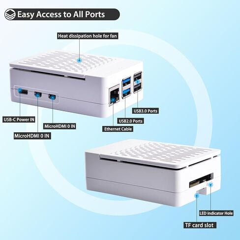 حافظة GeeekPi ABS مع مبرد نشط Armor Lite V5 لـ Raspberry Pi 5، Pi 5 مع مبدد حراري من الألومنيوم ومروحة تبريد لـ Raspberry Pi 5 (أسود) in Kuwait