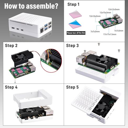 حافظة GeeekPi ABS مع مبرد نشط Armor Lite V5 لـ Raspberry Pi 5، Pi 5 مع مبدد حراري من الألومنيوم ومروحة تبريد لـ Raspberry Pi 5 (أسود) in Kuwait