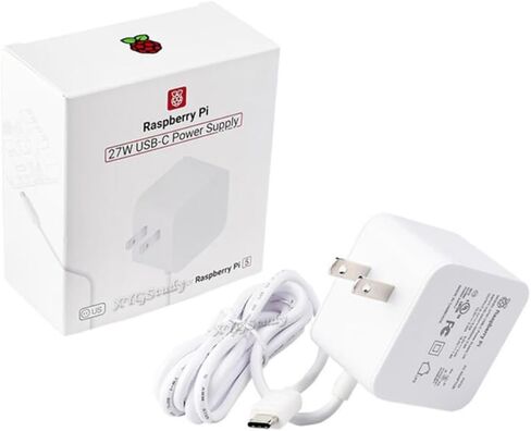 مصدر طاقة رسمي بقدرة 27 وات USB من النوع C لـ Raspberry Pi 5 @XYGStudy (جهاز Raspberry Pi 5 الجديد الرسمي بقدرة 27 وات PSU باللون الأبيض الأمريكي) in Kuwait