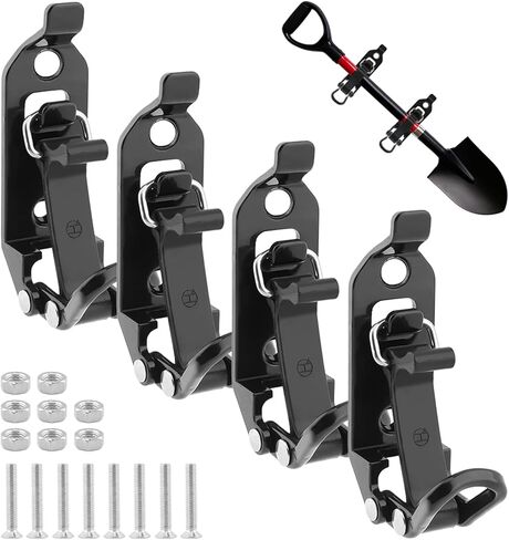 4 Pack Shovel Mount for Roof Rack, Heavy-Duty Metal Rubber Clamp Mount for Car Accessories, Shovel Holder for Roof Rack, Off-Road Trucks, ATVs, RVs, Boats(Black) in Saudi Arabia
