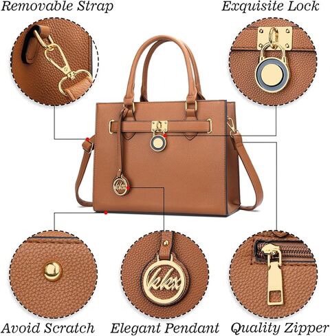 محافظ وحقائب يد عصرية من KKXIU للنساء من الجلد النباتي بمقبض علوي وحقيبة كتف للسيدات وحقائب عمل in Kuwait