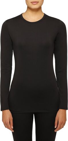 Cuddl Duds ClimateRight Microfiber Warm Underwear Long Sleeve top (Black) in Saudi Arabia