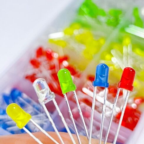 500 قطعة 3 مم LED مستديرة صمامات باعثة للضوء، مجموعة متنوعة من الدوائر متعددة الألوان (أحمر/أخضر/أصفر/أبيض/أزرق كل 100 قطعة) in Kuwait