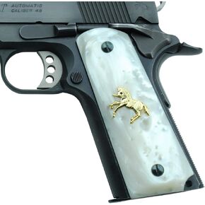 Altamont 1911 Grips - Pearl - Full Size 1911 Grips w. Ambi Safety fits Most Commander, Standard & Government 1911 Models - Made in USA in Saudi Arabia