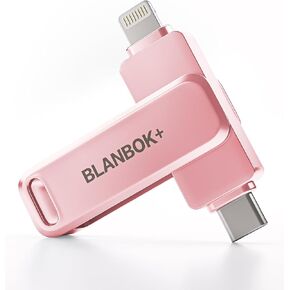 BLANBOK+MFi معتمد 512 جيجا بايت iPhone Photo Stick، محرك فلاش USB للنسخ الاحتياطي للصور/الفيديو، محرك إبهام عالي السرعة متوافق مع iPhone/iPad/Android/PC (وردي) in Kuwait