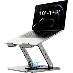 Laptop Stand, Laptop Stand for Desk with 360° Rotating Base, Ergonomic Laptop Riser for Desk with Adjustable Height, Heat Dissipation, Fits with All Laptops 10-17.3" in Saudi Arabia