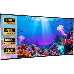 شاشة عرض 100 بوصة، شاشة عرض فريسنل مضادة للضوء 16:9 شاشة عرض أفلام محمولة مضادة للتجاعيد للمسرح المنزلي والخارجي ودعم أجهزة العرض المتوسطة والطويلة in Kuwait
