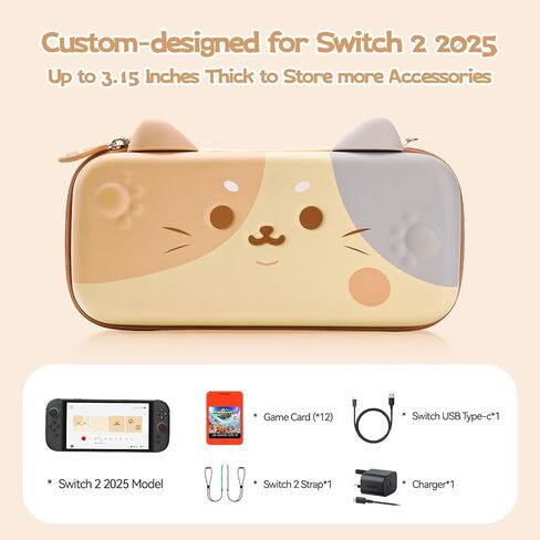GeekShare Carrying Case Compatible with Switch 2 (2025) 7.9 Inch, Hard-Shell Slim Travel Case with 10 Game Card Slots for Switch 2 Console and Accessories, Cat Ear (Pink) in Saudi Arabia