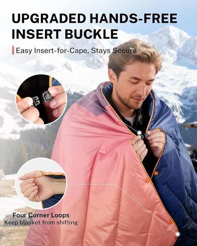 Gonex Camping Blanket with Aero-Warmth Tech Layer, Puffy Printed Packable Blanket Ultralight & Warm Wearable Water-Resistant Quilt for Outdoor, Camping, Hiking, Travel, Picnics 79" X 55"(Sunset) in Kuwait