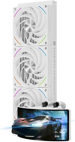 Thermalright Rainbow Vision 360 Turbo ARGB Black 360mm Aio Cooler، شاشة منحنية 60HZ بدقة 2400x1080، لـ AM4/AM5، Intel LGA1851/1700، 6.67 بوصة ثلاثية الأبعاد مع شاشة شفط مغناطيسية، سرعة مروحة 3000 دورة في الدقيقة in Saudi Arabia