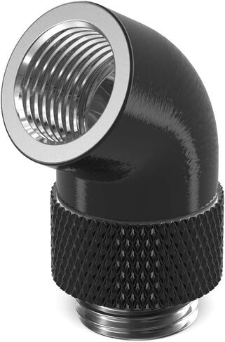PrimoChill Male to Female G 1/4in. 60 Degree SX Rotary Elbow Fitting - Satin Black in Saudi Arabia