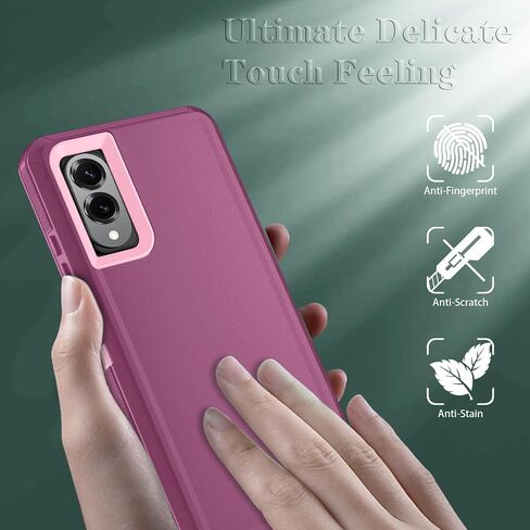 ONOLA متوافق مع حافظة Samsung Galaxy S25 Edge مع واقي شاشة HD، جراب هاتف عالي التحمل مقاوم للصدمات والسقوط من 3 طبقات لهاتف Galaxy S25 Edge (WineRedPink) in Kuwait