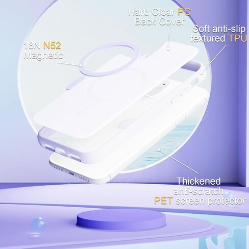 حافظة مغناطيسية مضادة للصدمات لهاتف آيفون 17 شفافة، غطاء واقٍ مضاد للأصفر مع واقي شاشة لهاتف آيفون 17 - شفاف in Kuwait