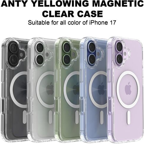 Magnetic Shockproof for iPhone 17 Case Clear, Protective Cover Anti Yellow Transparent Phone Case with 2 Screen Protector for iPhone 17 - Clear in Kuwait