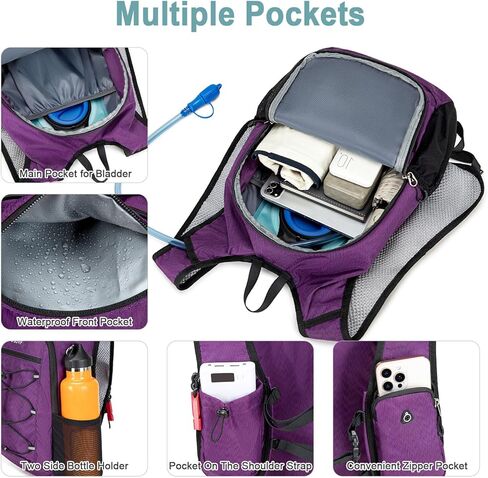 BOVIP ظهر مرطب خفيف الوزن، حقيبة ظهر متعددة الأغراض للمشي لمسافات طويلة بسعة 15 لتر مع مثانة مياه سعة 1.5 لتر، حقيبة نهارية مائية لركوب الدراجات والمشي لمسافات طويلة للرجال والنساء in Kuwait