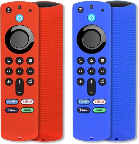 2pcs Remote Cover Case Compatible with Fire TV Stick 4K Alexa Voice Remote 3rd Gen/Insignia, Silicone Sleeve with Wrist Strap (Red, Blue) (NOT for HD/4K 2nd 2024) in Saudi Arabia