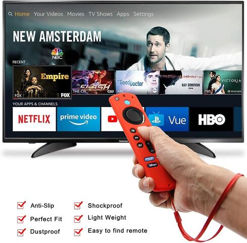 2pcs Remote Cover Case Compatible with Fire TV Stick 4K Alexa Voice Remote 3rd Gen/Insignia, Silicone Sleeve with Wrist Strap (Red, Blue) (NOT for HD/4K 2nd 2024) in Saudi Arabia