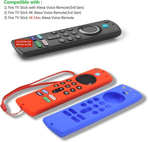 2pcs Remote Cover Case Compatible with Fire TV Stick 4K Alexa Voice Remote 3rd Gen/Insignia, Silicone Sleeve with Wrist Strap (Red, Blue) (NOT for HD/4K 2nd 2024) in Saudi Arabia