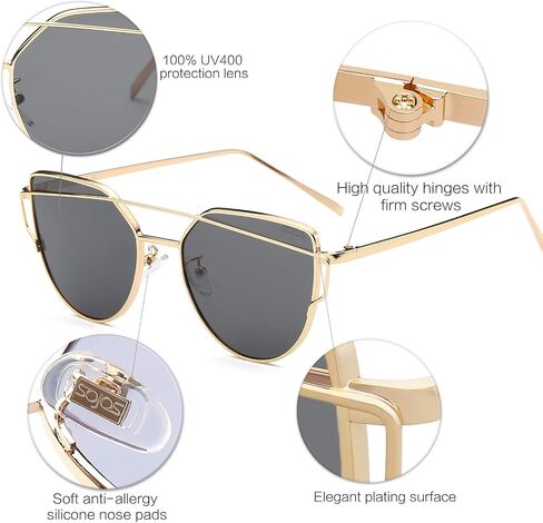 SOJOS Cat Eye Sunglasses for Women Fashion Designer Style Mirrored Lenses SJ1001 in Saudi Arabia