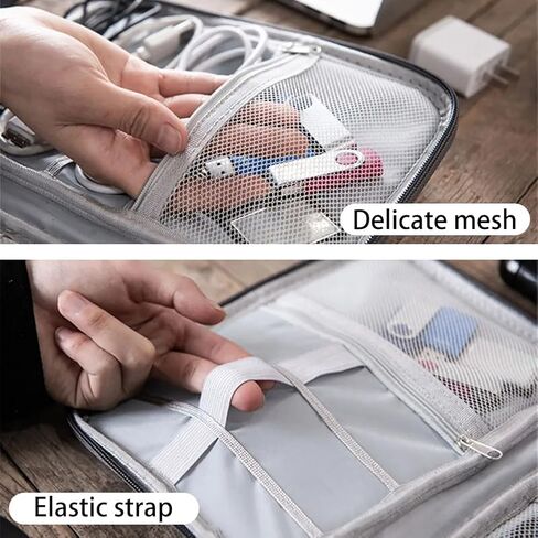 Electronics Organizer, Travel Cable Organizer Bag for Phone, Power Bank, SD Card, Cables(Grey-L) in Saudi Arabia