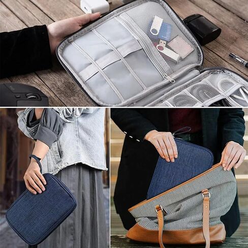 Electronics Organizer, Travel Cable Organizer Bag for Phone, Power Bank, SD Card, Cables(Grey-L) in Saudi Arabia