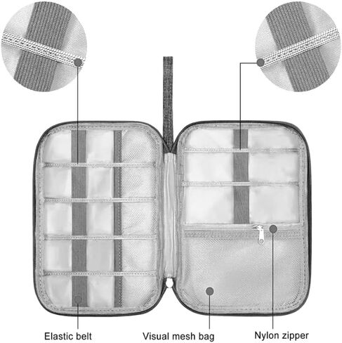 Electronics Organizer, Travel Cable Organizer Bag for Phone, Power Bank, SD Card, Cables(Grey-L) in Saudi Arabia