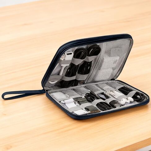 Electronics Organizer, Travel Cable Organizer Bag for Phone, Power Bank, SD Card, Cables(Grey-L) in Saudi Arabia