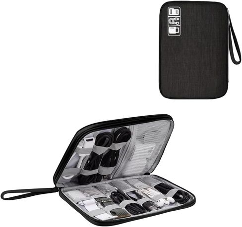 Electronics Organizer, Travel Cable Organizer Bag for Phone, Power Bank, SD Card, Cables(Grey-L) in Saudi Arabia