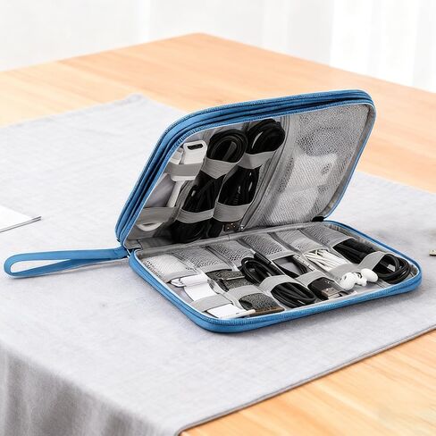 Electronics Organizer, Travel Cable Organizer Bag for Phone, Power Bank, SD Card, Cables(Grey-L) in Saudi Arabia