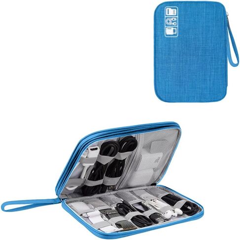 Electronics Organizer, Travel Cable Organizer Bag for Phone, Power Bank, SD Card, Cables(Grey-L) in Saudi Arabia