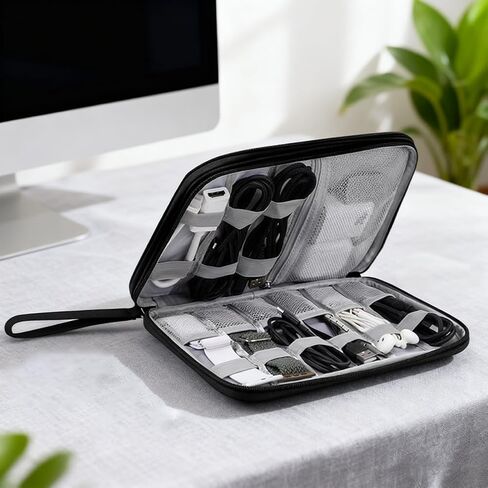 Electronics Organizer, Travel Cable Organizer Bag for Phone, Power Bank, SD Card, Cables(Grey-L) in Saudi Arabia