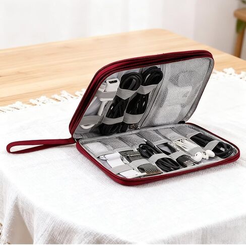 Electronics Organizer, Travel Cable Organizer Bag for Phone, Power Bank, SD Card, Cables(Grey-L) in Saudi Arabia