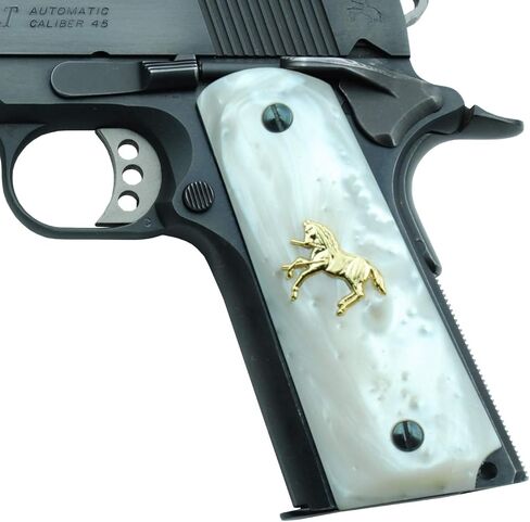 Altamont 1911 Grips - Pearl - Full Size 1911 Grips w. Ambi Safety fits Most Commander, Standard & Government 1911 Models - Made in USA in Saudi Arabia