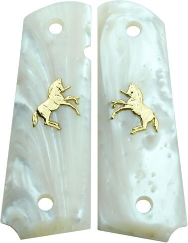 Altamont 1911 Grips - Pearl - Full Size 1911 Grips w. Ambi Safety fits Most Commander, Standard & Government 1911 Models - Made in USA in Saudi Arabia