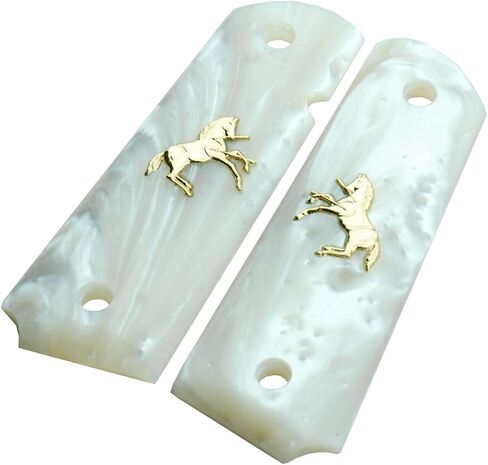 Altamont 1911 Grips - Pearl - Full Size 1911 Grips w. Ambi Safety fits Most Commander, Standard & Government 1911 Models - Made in USA in Saudi Arabia