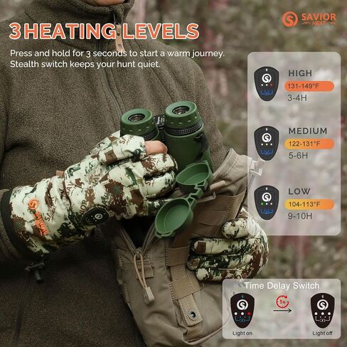 SAVIOR HEAT Upgraded Heated Gloves for Hunting, 11H Type-C Camo Waterproof Electric Gloves for Men & Women Duck Hunting in Saudi Arabia
