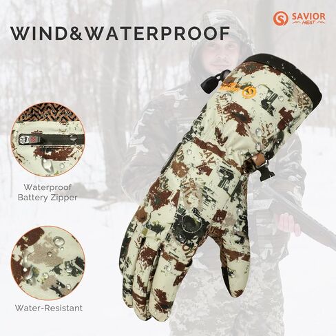 SAVIOR HEAT Upgraded Heated Gloves for Hunting, 11H Type-C Camo Waterproof Electric Gloves for Men & Women Duck Hunting in Saudi Arabia