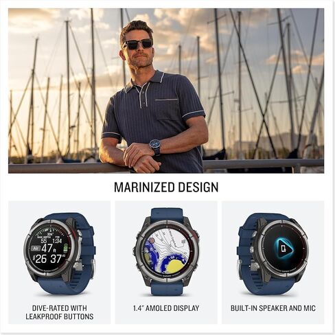 Garmin quatix 8 (51 mm) Marine GPS Smartwatch Bundle - Bright AMOLED Display, Chartplotter Controls, Built-in Flashlight, 24/7 Health & Wellness Features with PlayBetter Portable Charger in Saudi Arabia